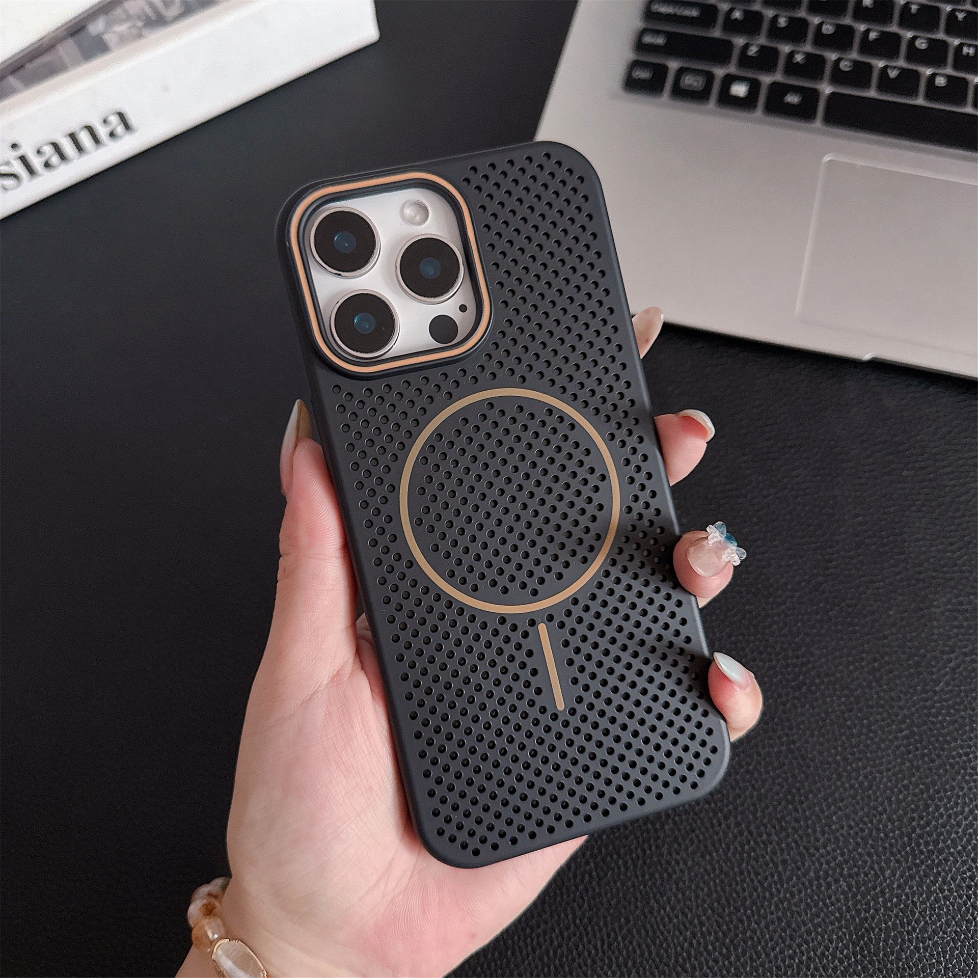 Summer breathable and heat-dissipating magnetic phone case for iphone 16 Pro Max with corner protection against drops