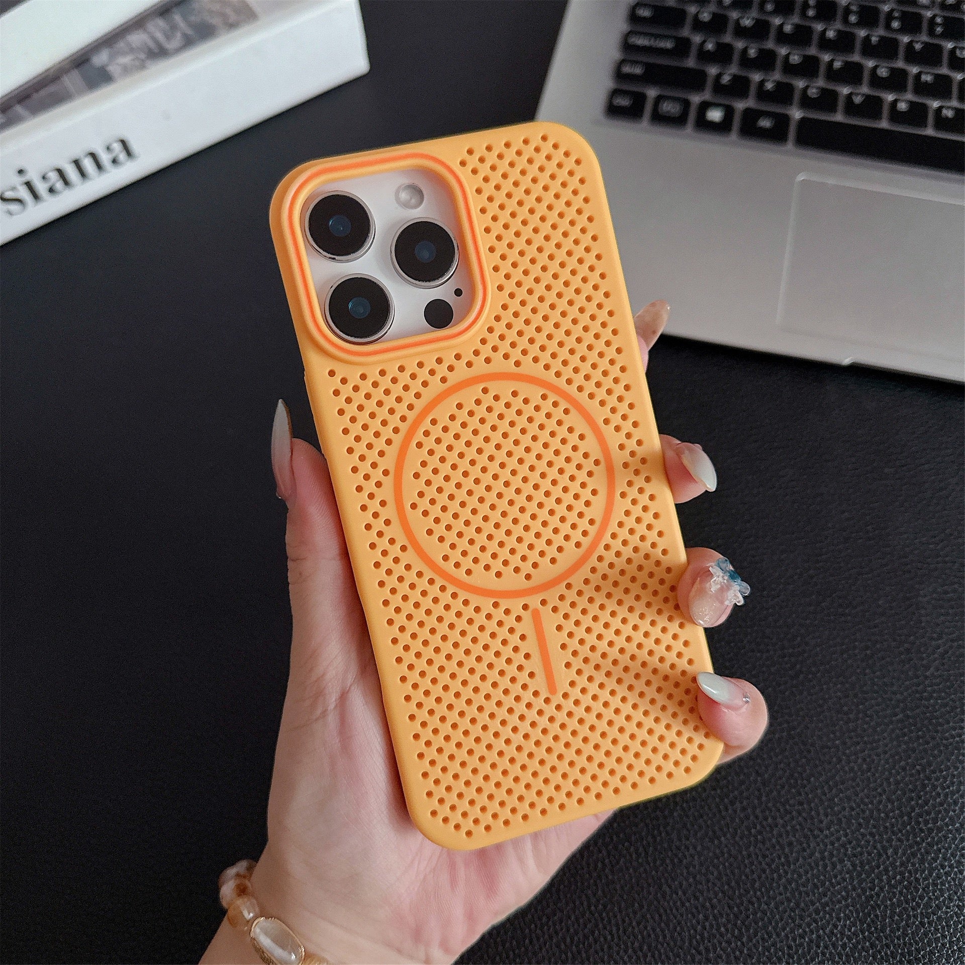 Summer breathable and heat-dissipating magnetic phone case for iphone 16 Pro Max with corner protection against drops