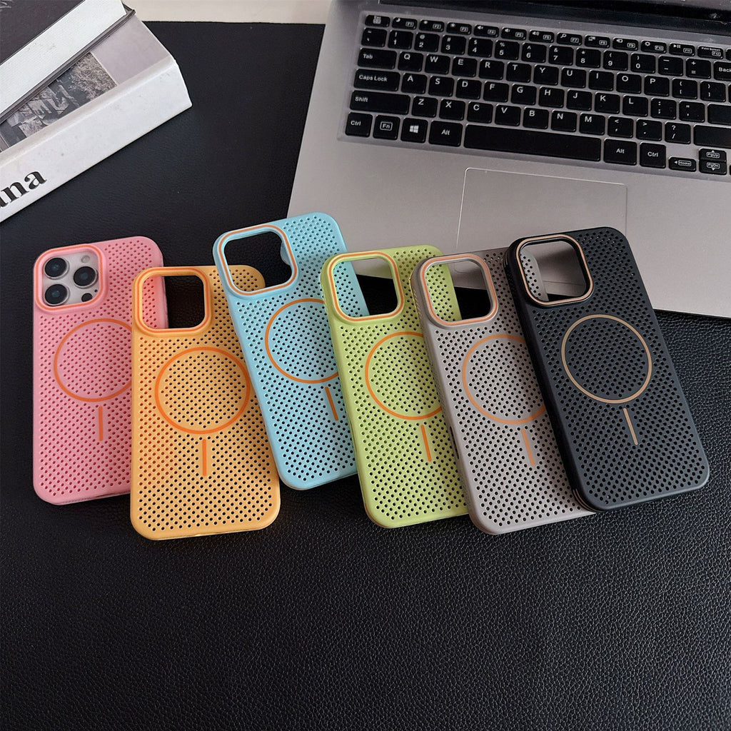 Summer breathable and heat-dissipating magnetic phone case for iphone 16 Pro Max with corner protection against drops