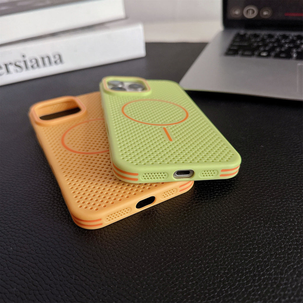 Summer breathable and heat-dissipating magnetic phone case for iphone 16 Pro Max with corner protection against drops