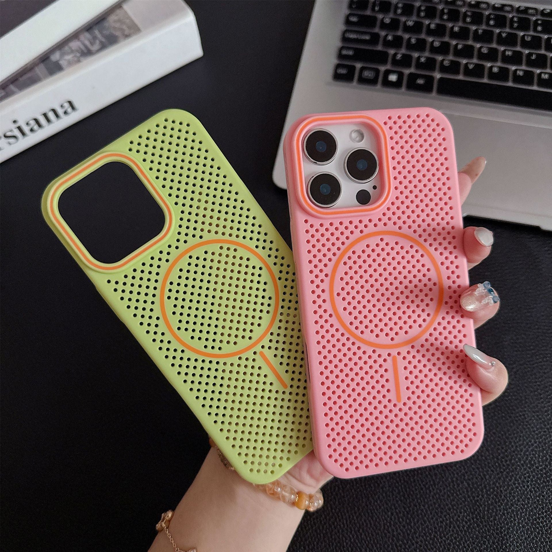 Summer breathable and heat-dissipating magnetic phone case for iphone 16 Pro Max with corner protection against drops