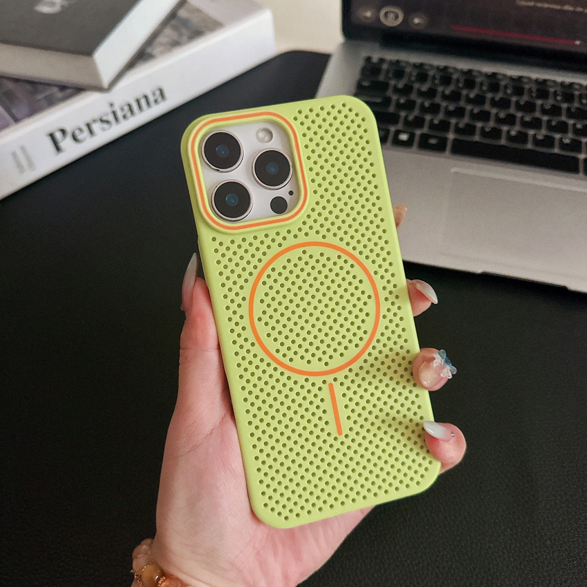 Summer breathable and heat-dissipating magnetic phone case for iphone 16 Pro Max with corner protection against drops